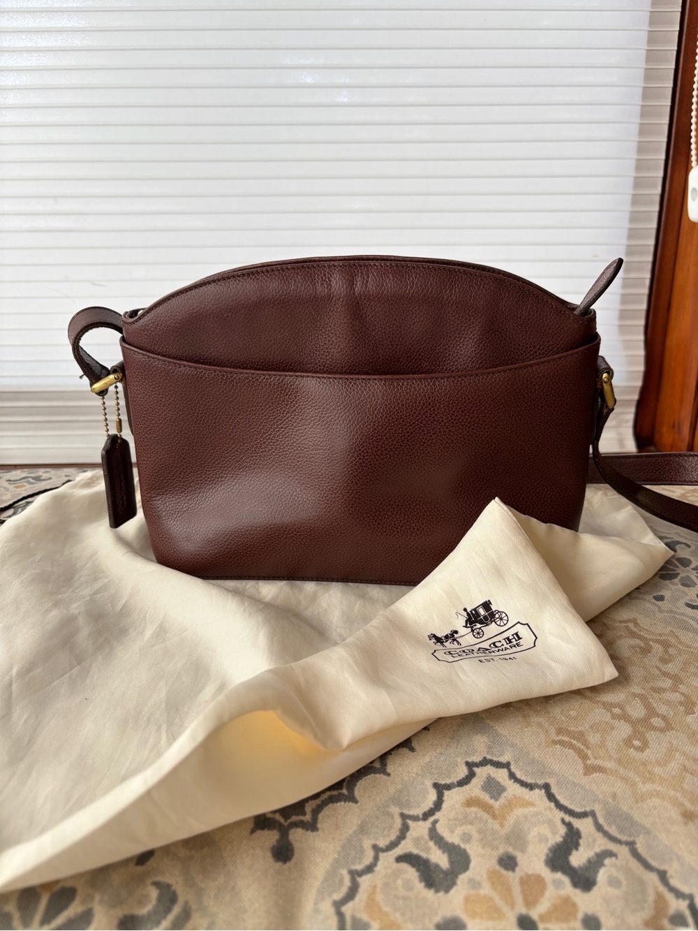 Coach Brown Pebbled Leather Crossbody with Gold Hardware